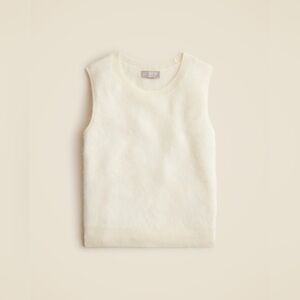 NEW J CREW Featherweight Cashmere-Blend Cropped Sweater Shell- Snow (Size S)